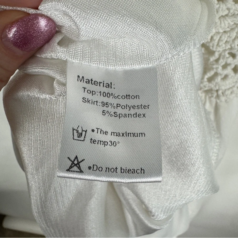 Lilbetter Elegant Crochet Halter Top‎ Elastic Waist Maxi Dress Women's XL White - Picture 9 of 10